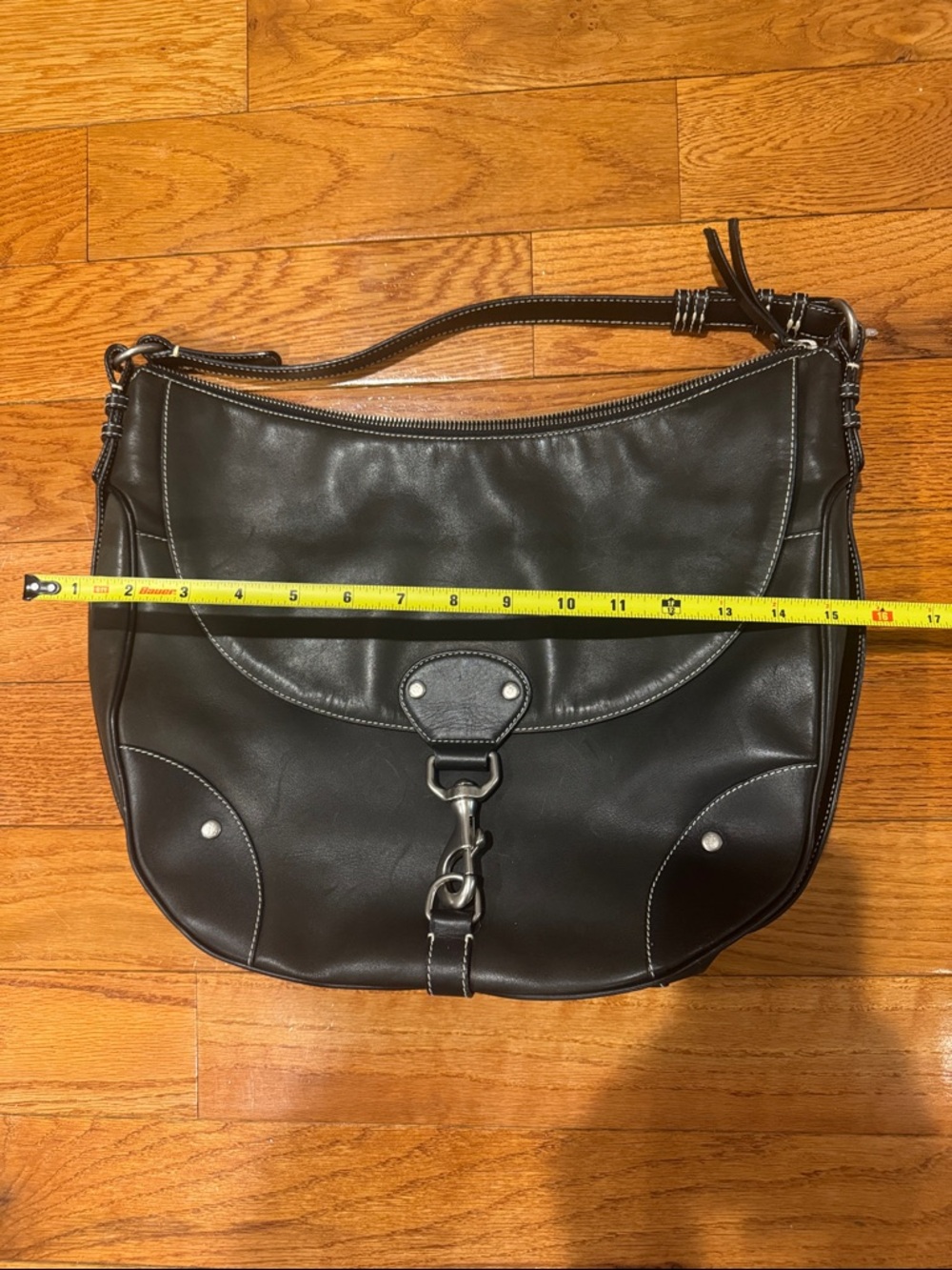 LAUREN Ralph Lauren Black Leather Hobo Shoulder Bag - Picture 9 of 13